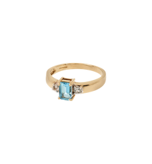 Vintage Topaz and Diamond Sky Blue Ring 9K