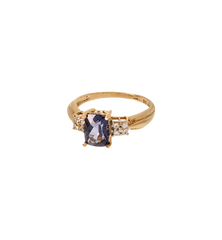 Vintage Iolite and Diamond Starlit Ring 9K