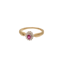 Vintage Ruby and Diamond Beloved Ring 9K