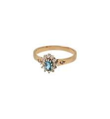 Vintage Topaz and Diamond Morning Dew Ring 9K