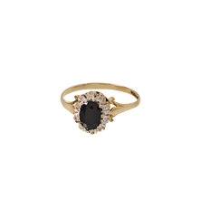 Vintage Onyx and Diamond Eclipse Ring 9K