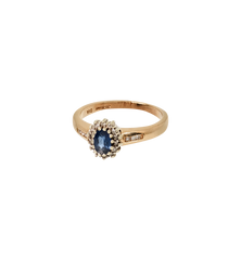 Vintage Sapphire and Diamond Blue Aurora Ring 9K