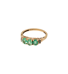 Vintage Emerald and Diamond Garden Ring 9K