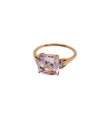 Vintage Amethyst Diamond Quartz Lilac Ring 9K