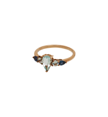 Vintage Aquamarine and Sapphire Lagoon Ring 9K