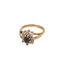 Vintage Sapphire and Diamond Starburst Ring 9K