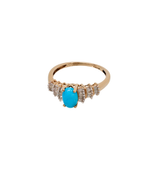 Vintage Turquoise and Diamond Cove Ring 9K