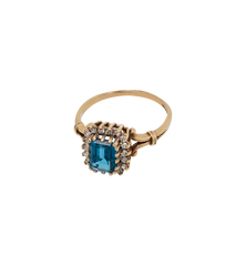 Vintage Topaz and Diamond Ocean Halo Ring 9K