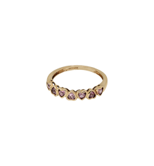 Vintage Pink Sapphire Sweetheart Band Ring 9K