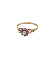 Vintage Amethyst and Diamond Violet Bloom Ring 9K