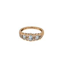 Vintage Aquamarine and Diamond Sky Trio Ring 9K
