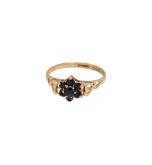 Vintage Sapphire Heart Daisy Ring 9K