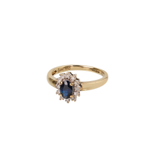 Vintage Sapphire and Diamond Royal Night Ring 9K
