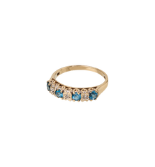 Vintage Sapphire and Diamond Starlit Row Ring 9K