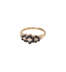 Vintage Sapphire and Diamond Riviera Bloom Ring 9K