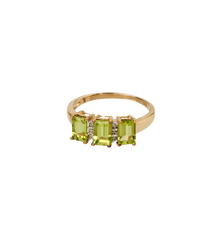 Vintage Peridot Lime Bloom Ring 9K