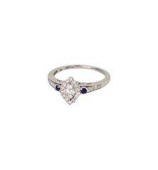 Vintage Sapphire and Diamond Starlit Marquise Ring 9K
