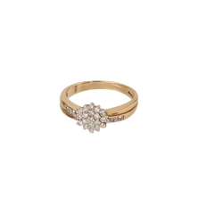 Vintage Diamond Sunlit Blossom Ring 9K