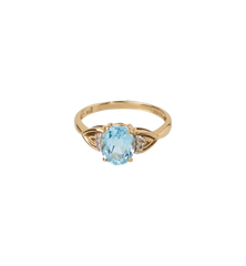 Vintage Topaz and Diamond Azure Breeze Ring 9K