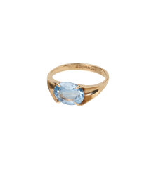 Vintage Topaz Sky Signet Ring 9K