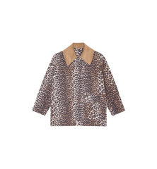 GANNI Leopard Printed Canvas Midi Jacket