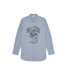 GANNI Stripe Cotton Oversized Shirt