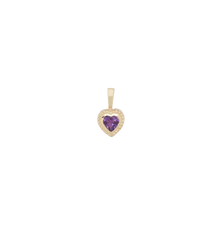 Heart Necklace Charm Amethyst