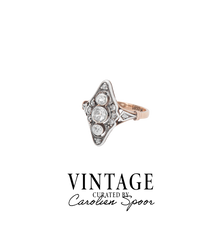 Vintage Russian Diamond Navette Moonchaser Ring