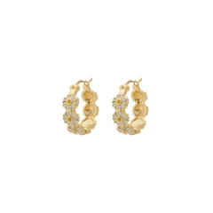 Daisy Coloured Ring Earrings Goldplated