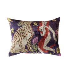 Les Ottomans Purple Leopard Velvet Cushion